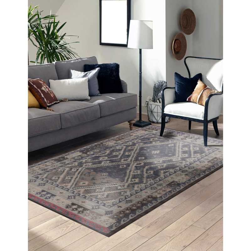 Shoneka Brown Flatweave Wool Area Rug