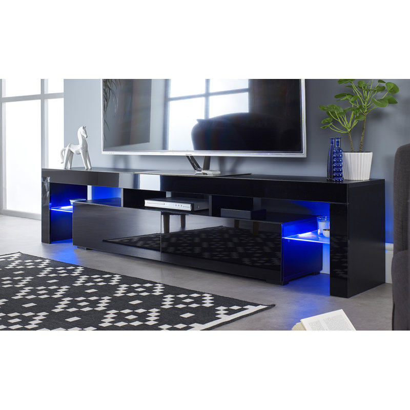 Talan 78.74” Wide TV Stand w/ LED Lights, Soundbar Shelf & 2-Door Storage — Modern 79" Media Console w/ Removable Back Panel + Cable Pass-Through for Large TVs up to 88" (90" class), 200 lb Capacity,