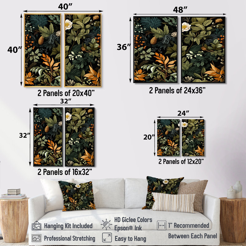 Rustic Wilderness Cottage Charm - impressions florales sur toile florales, H 36 po x l 48 po, Impression encadrée flottante