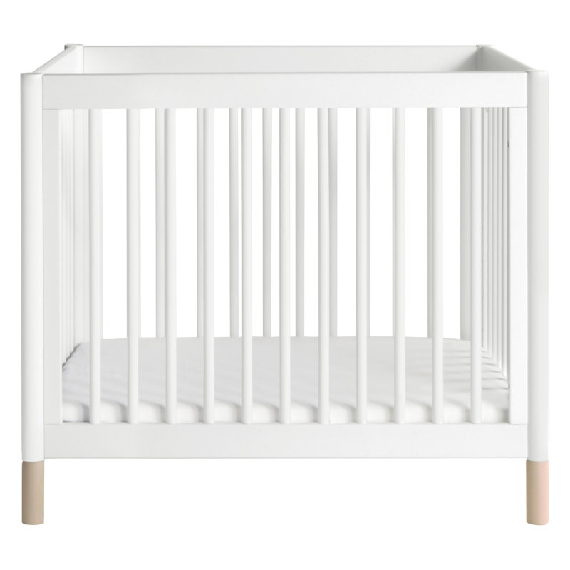 White and Washed Natural 4-in-1 Convertible Mini Crib