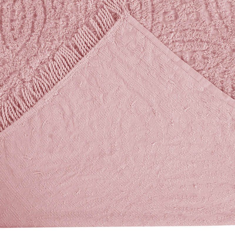 Double Wedding Ring Tufted Geometric Shapes Coverlet, Pink, Full/Double Bedspread