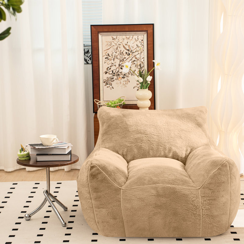 Canapé à billes kaki, confort pour adultes, soutien dorsal, surface en fausse fourrure, mousse déchiquetée à haute densité à l'intérieur du fauteuil confortable, kaki, support pour adultes matures, mousse, chambre à coucher et salon