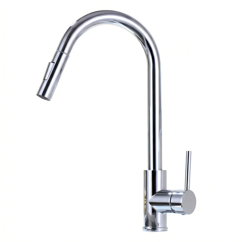 Robinet de cuisine rétractable à poignée simple Topcraft, Chrome chrome
