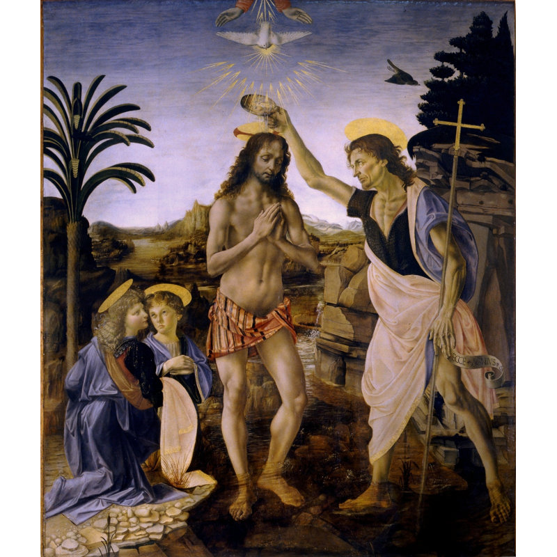 The Baptism Of Christ by Leonardo Da Vinci - Wrapped Canvas Print, 77cm H x 90cm W