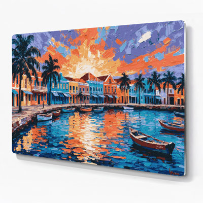 Cities Curacao Gray Metal Wall Art