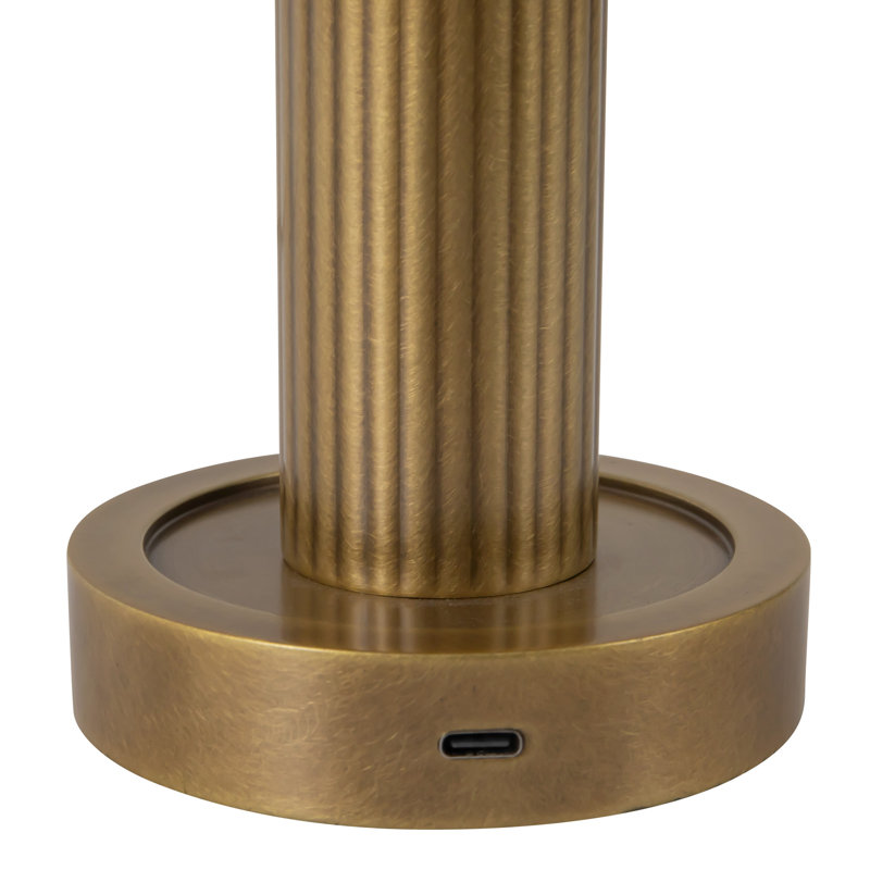 Vienna 9-in Black dimmable LED Table Lamp, Vintage Brass