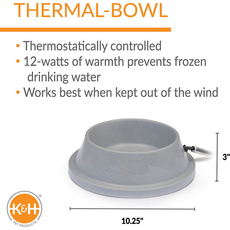 K&h Pet Thermal Bowl, White, 1.5 Gallon, 14 X 14 X 5