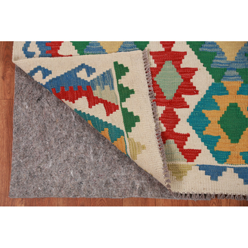 Tapis oriental géométrique en laine Kilim 6 x 8