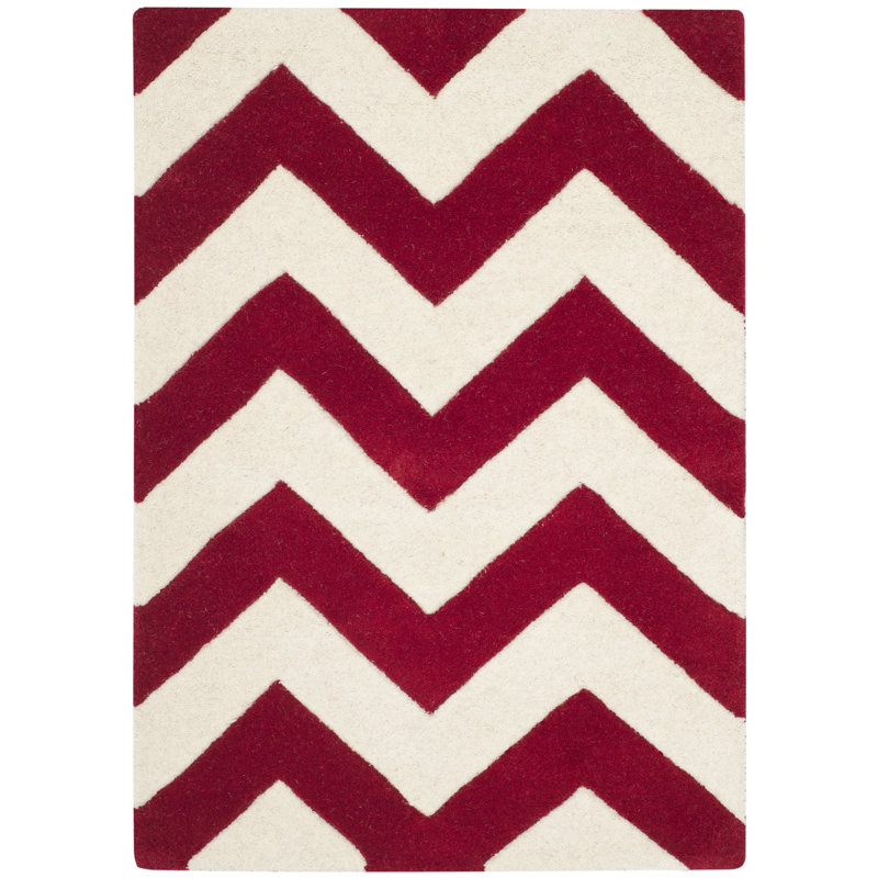 Tapis rouge en laine touffeté à la main Teresita, Rectangle 2 pi 3 po x 5 pi