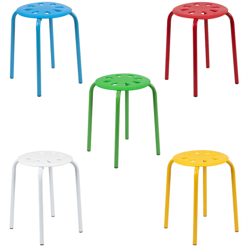 Tabourets en plastique - école / bureau / maison, hauteur 17,5 po, Multicolore