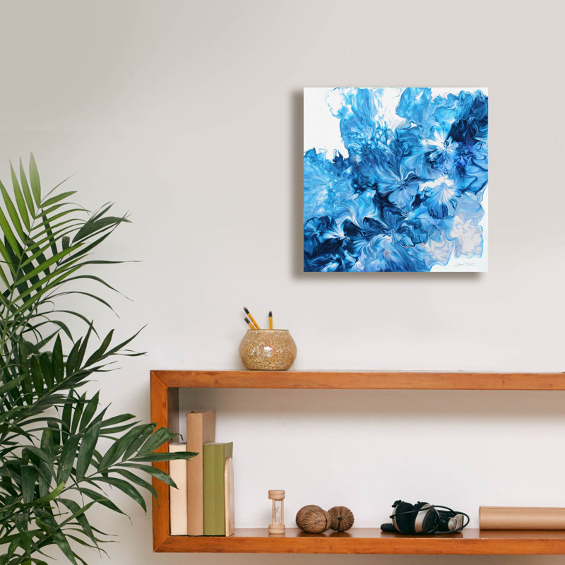  «Abstract Pouring O» par Jean Plout, art mural sur toile, 12 po x 12 po
