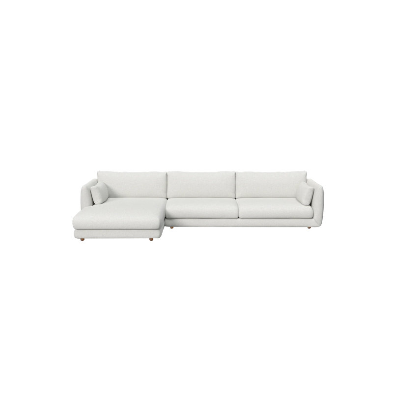 Bloom 2-Seater Sofa W/Chaise Lounge Right & Teak Legs, Light Gray Cane-line Ambience, 31.2" H x 143.4" W x 67" D