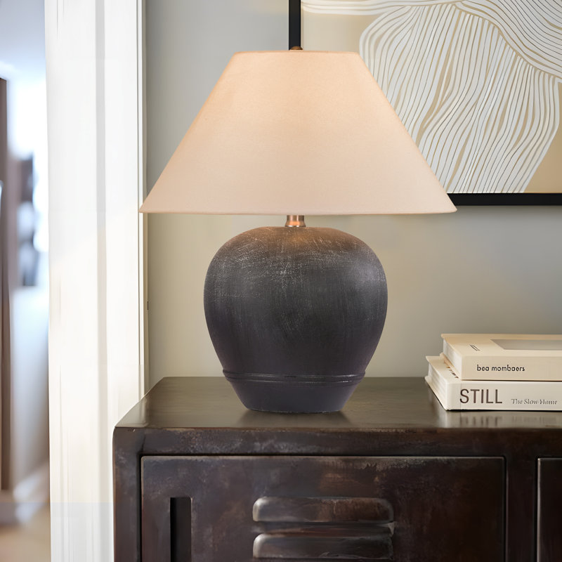 Ceramic Table Lamp, Shad Black, 55cm H x 45.7cm W x 45.7cm D