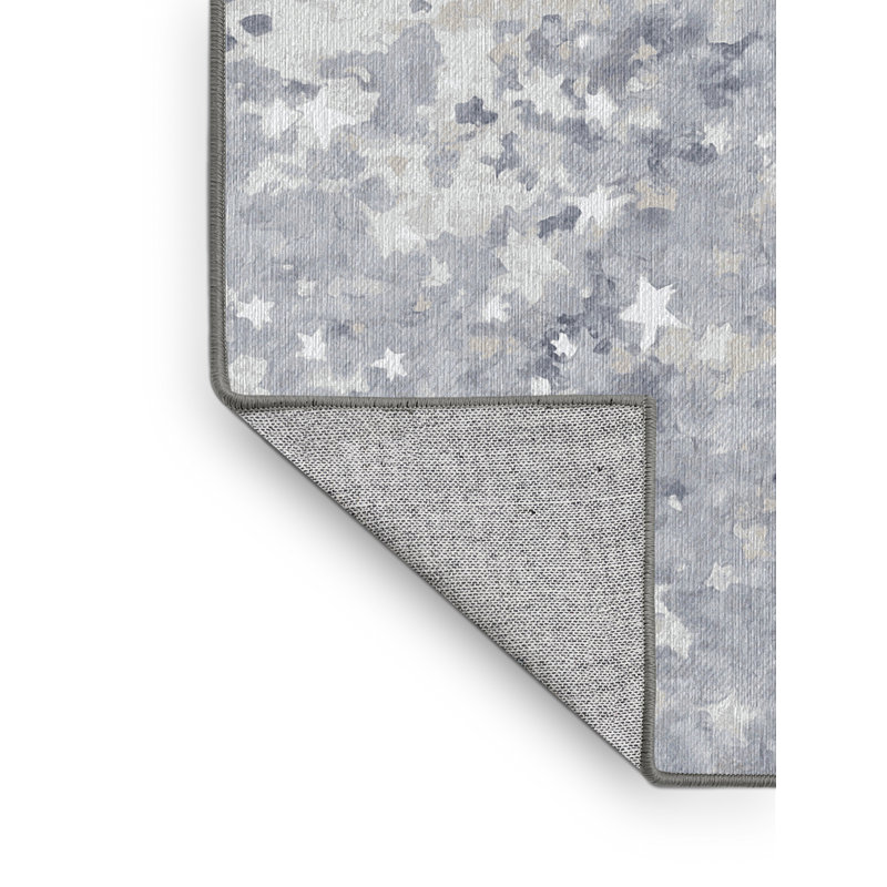 Machine Washable Gray Area Rug, Rectangle 3' x 5'