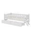 Lit plateforme simple en bois avec tiroirs et garde-corps-114402326
