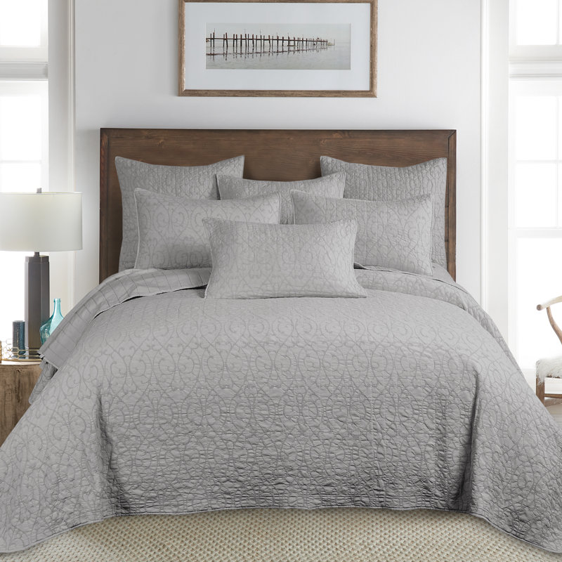 Beckett Polyester Bedspread Set by Levtex Home, King Bedspread + 2 Shams, Cream