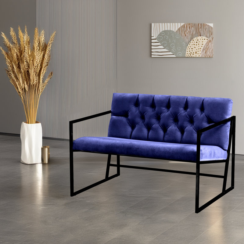 2-Seat Sofa, Dark Blue, Black