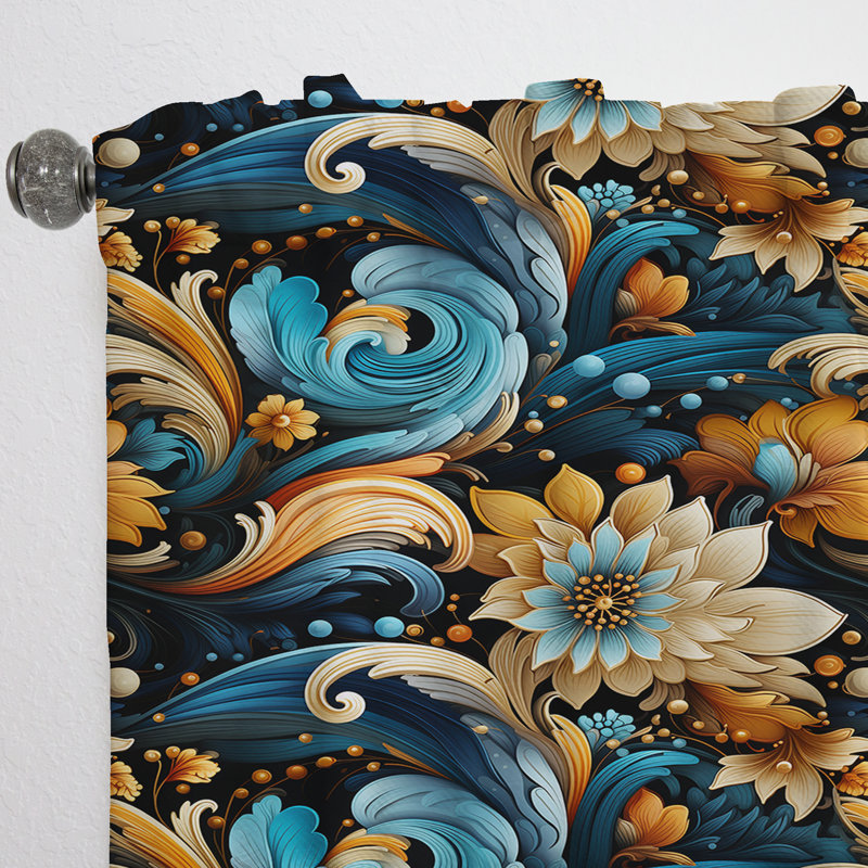 Industrial Chic Paisley Pattern III - Glam Curtain - Velvet Room Darkening - 1 panel, 52" W x 95" L