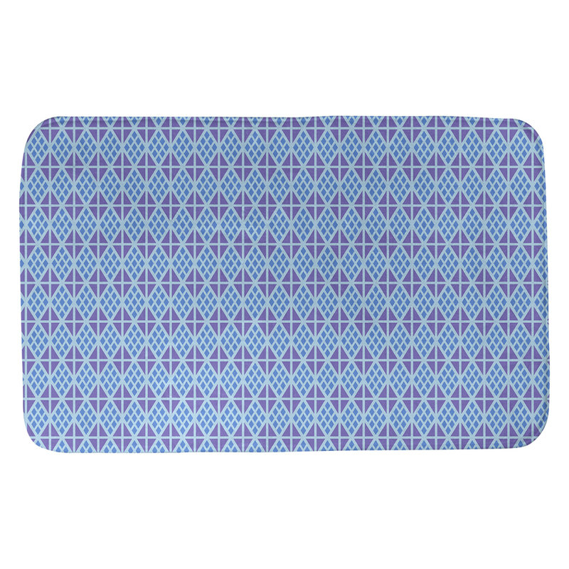 Tapis pour salle de bain diamants Leffel, l 17 po x L 24 po, Bleu / Mauve