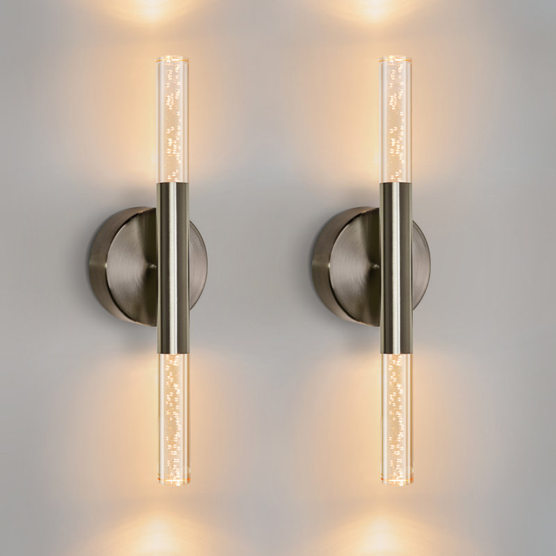 2-Light Dimmable Bathroom LED vanity light, Brushed Nickel, 16" Width, 2