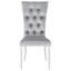 Table à manger moderne gris moderne avec surface en faux marbre blanc et chaises d'appoint rembourrées en velours doux pour recevoir des invités-776815550