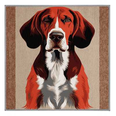 Washable Redbone Coonhound Dogs Area Rug
