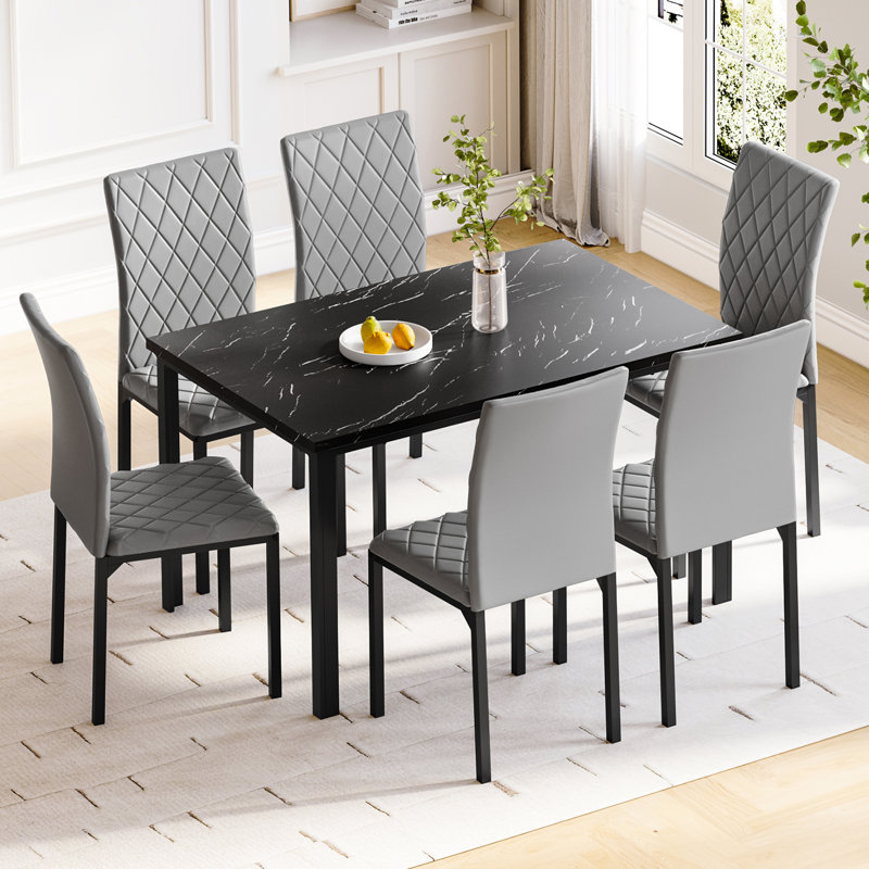 Dining Set, Grey, Black