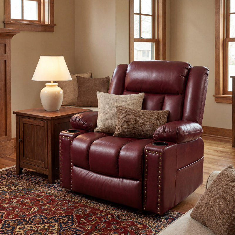 40" Wide 3-Motor Power Lift Recliner With Heat And Massage, Leather Upholstered Chair With Independent Head Back & Foot Adjustment