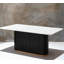 Table de salle à manger 69 pouces rectangulaire en faux marbre, base en métal noir Wave avec garniture dorée, sièges 4-6 pour la cuisine et la salle à manger