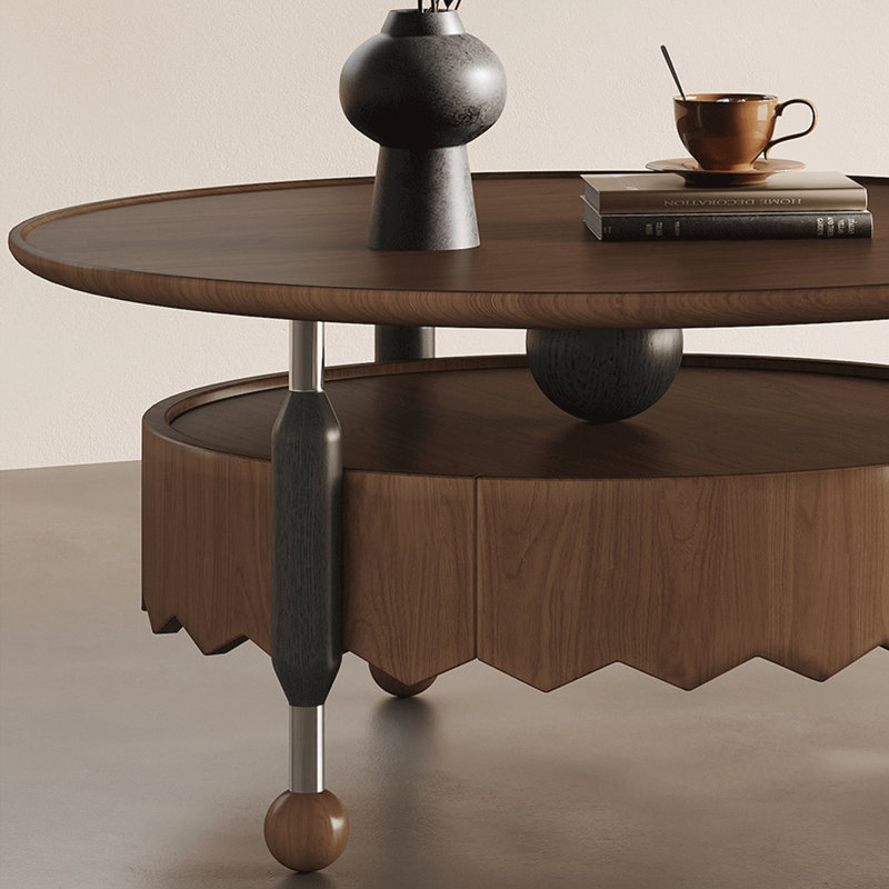 Medieval-style round coffee table set