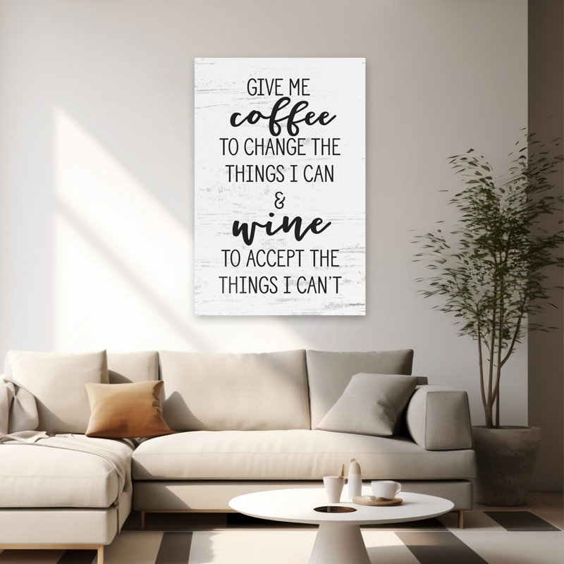 Offrez-moi du café - citation amusante, café et vin de ferme moderne, H 40 po x l 60 po