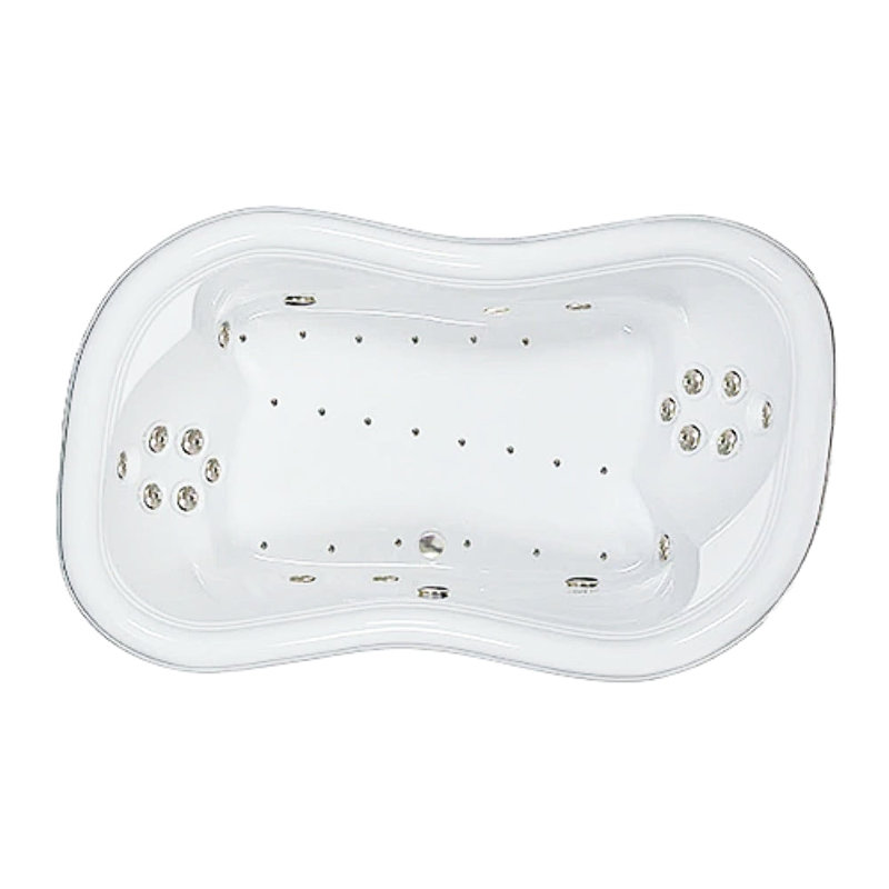 Baignoire encastrée en acrylique avec drain central 78 po x L 52 po