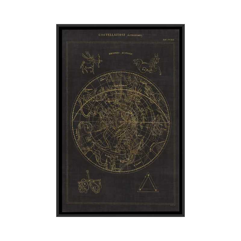 Costellazioni ii, impression sur toile tendue, H 60 po x l 40po x P 1,5 po, Toile avec cadre noir, Pas de tapis