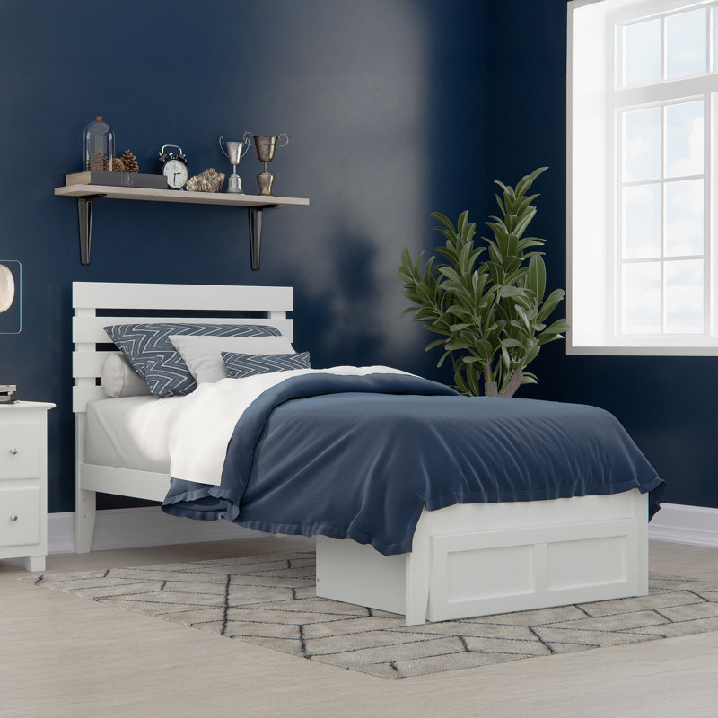 Lit plateforme avec rangement sous le lit Jaqson, Blanc, Double