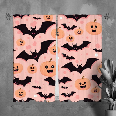 Rideaux chauve-souris chauve-souris animaux drapés noir / rose