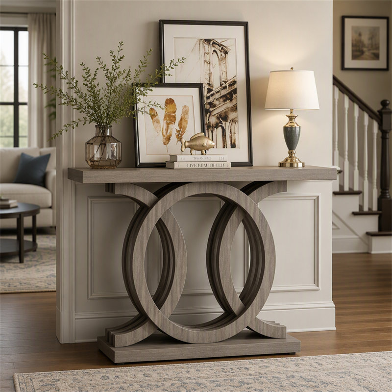 Console géométrique de 55 pouces pour entrée et salon, Gray