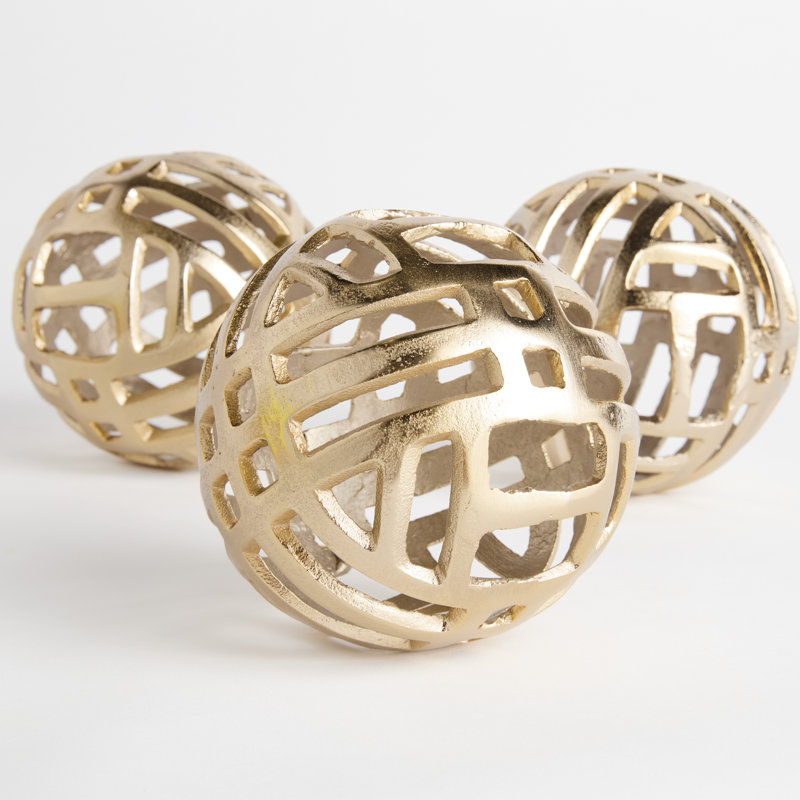 Aurum Cast Aluminum Champagne Gold Open Orbs Large, Large