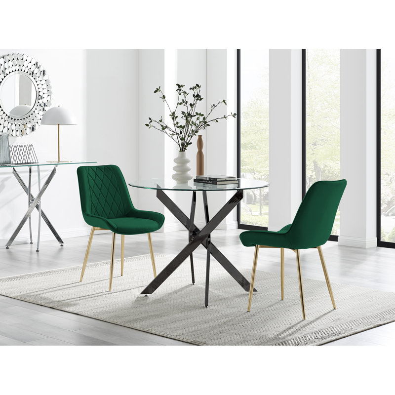 Bernell 2 - Person Dining Set, Green/Gold