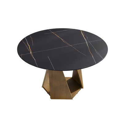 Table de salle à manger ronde en pierre frittée pour 6 à 8 personnes