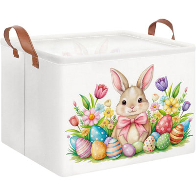 Rectangle panier à œufs de Pâques, panier à jouets mignon, panier à livres, décoration de chambre (panier de Pâques aquarelle)