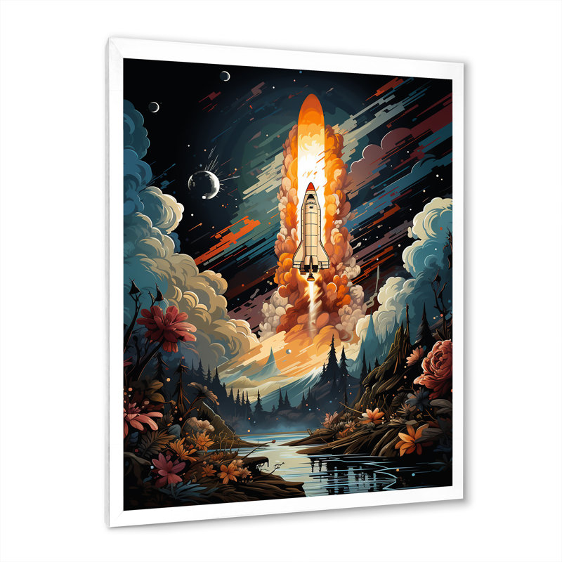 " Rocketship Rhythm II ", White Picture Framed, 20" H x 12" W x 1" D
