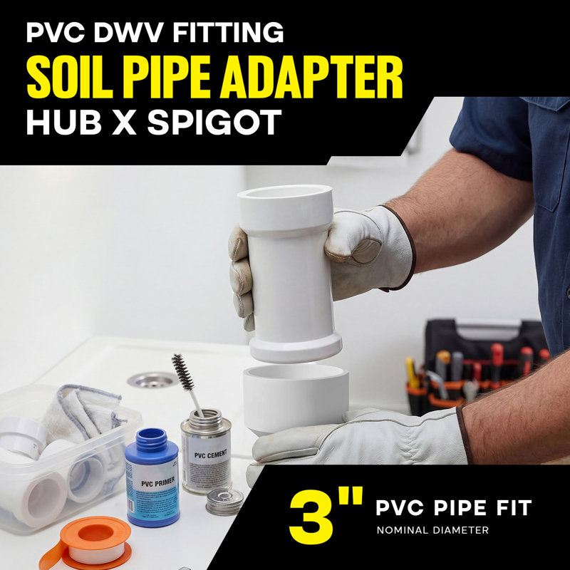 Adaptateur de concentrateur en PVC blanc 3 po, raccord en fonte x raccord en plomberie pour conduites d'évacuation, d'évacuation et d'évacuation, paquet de 20