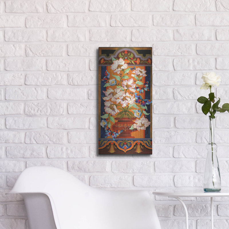 Art mural en métal Red Barrel Studio «Peony Tile» par David Galchutt, H 24 po x l 12 po