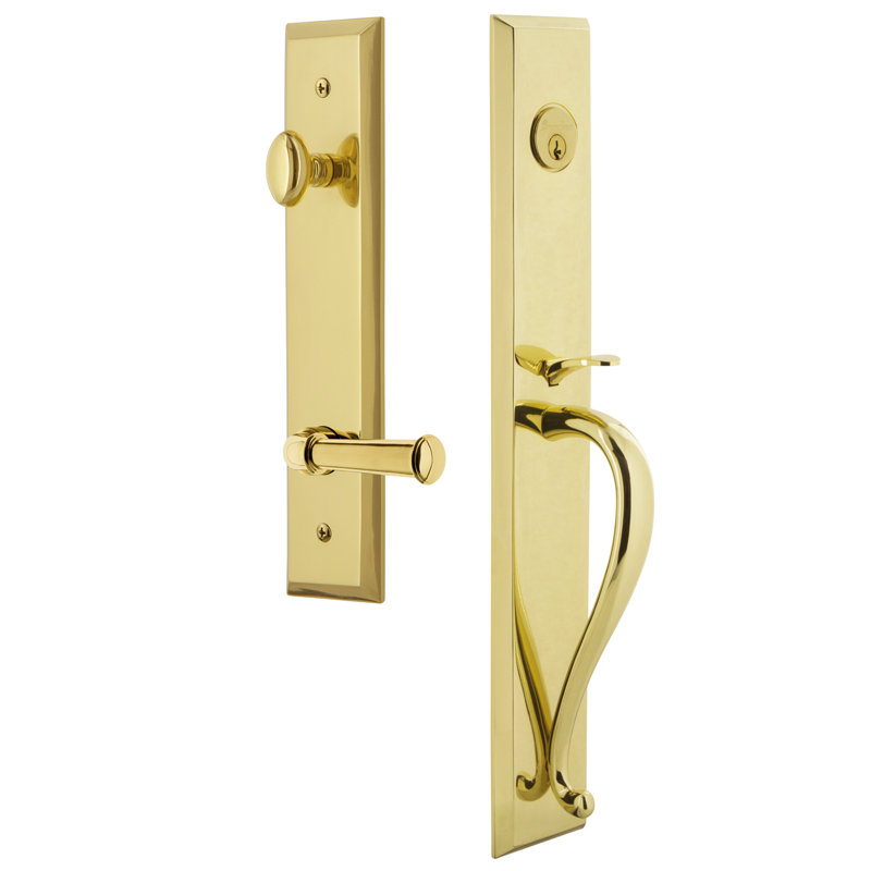 Fifth Avenue One-Piece Dummy Handleset with S Grip and Georgetown Lever, Lifetime Brass, Right
