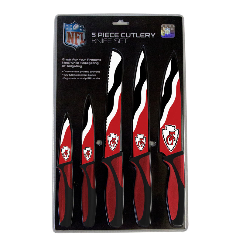 Sports Vault 4 Piece Stainless Steel Steak Knife Set, NFL Kansas City Chiefs Kitchen Knives