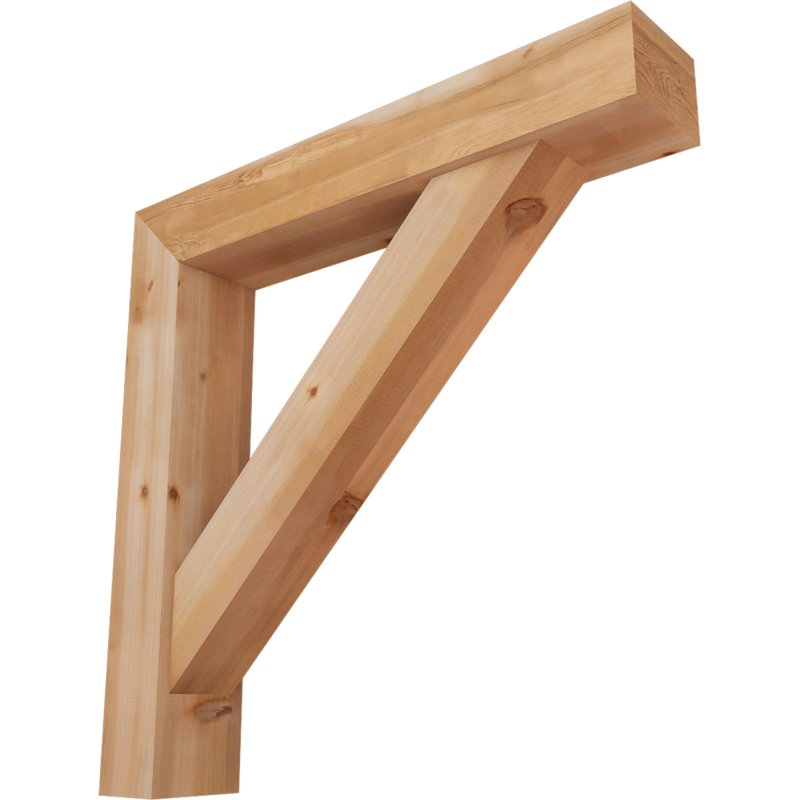 7 1/2"W x 42"D x 42"H Traditional Block Smooth Bracket w/ Offset Brace, Western Red Cedar, 42 x 42