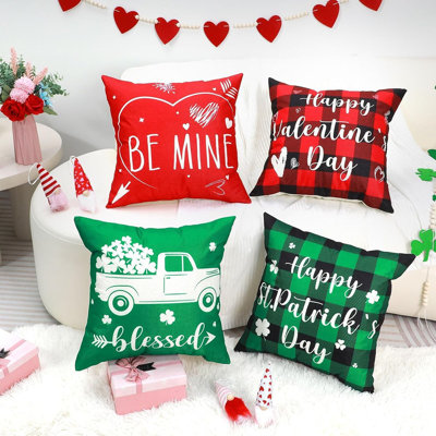 Ensemble de 4 housses de coussin pour la Saint-Valentin, ensemble de 4 coussins décoratifs à carreaux Buffalo de la Saint-Valentin