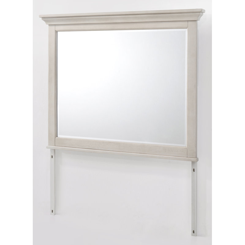 Transitional White Solid Wood Rectangular Dresser Mirror