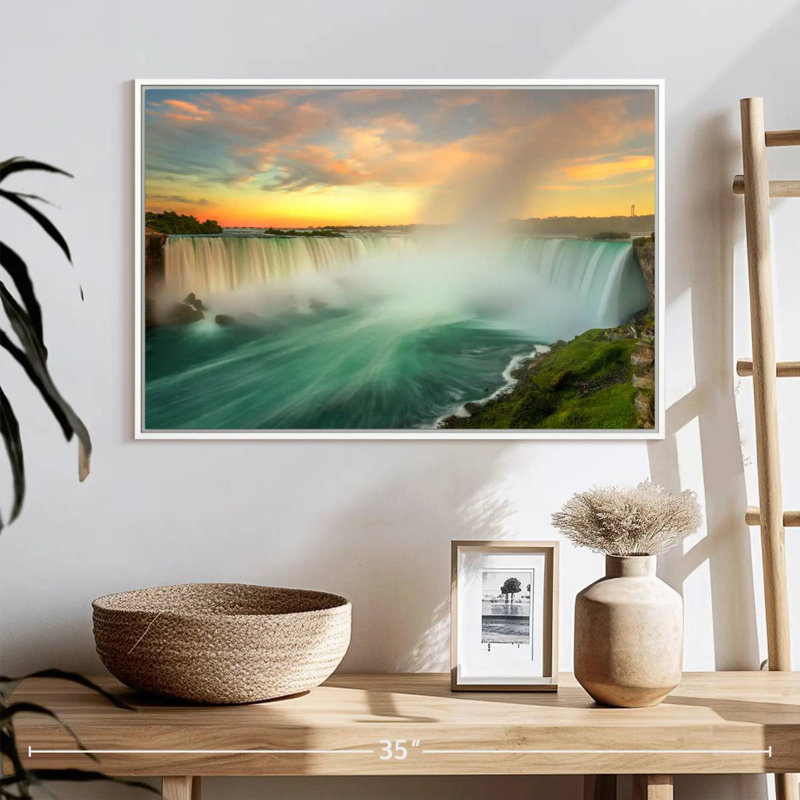 Paysage des chutes du Niagara, Cadre flottant blanc, 25 po x 17 po