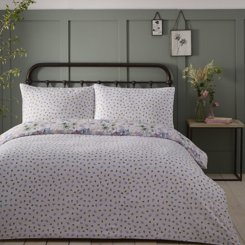 Kew Duvet Cover Set Polycotton Floral Duvet Cover with Pillowcases, Double Duvet Cover + 2 Pillowcases, Pink